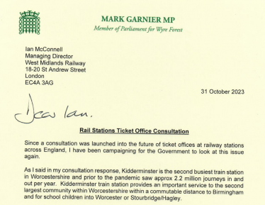 Letter to West Midlands Trains